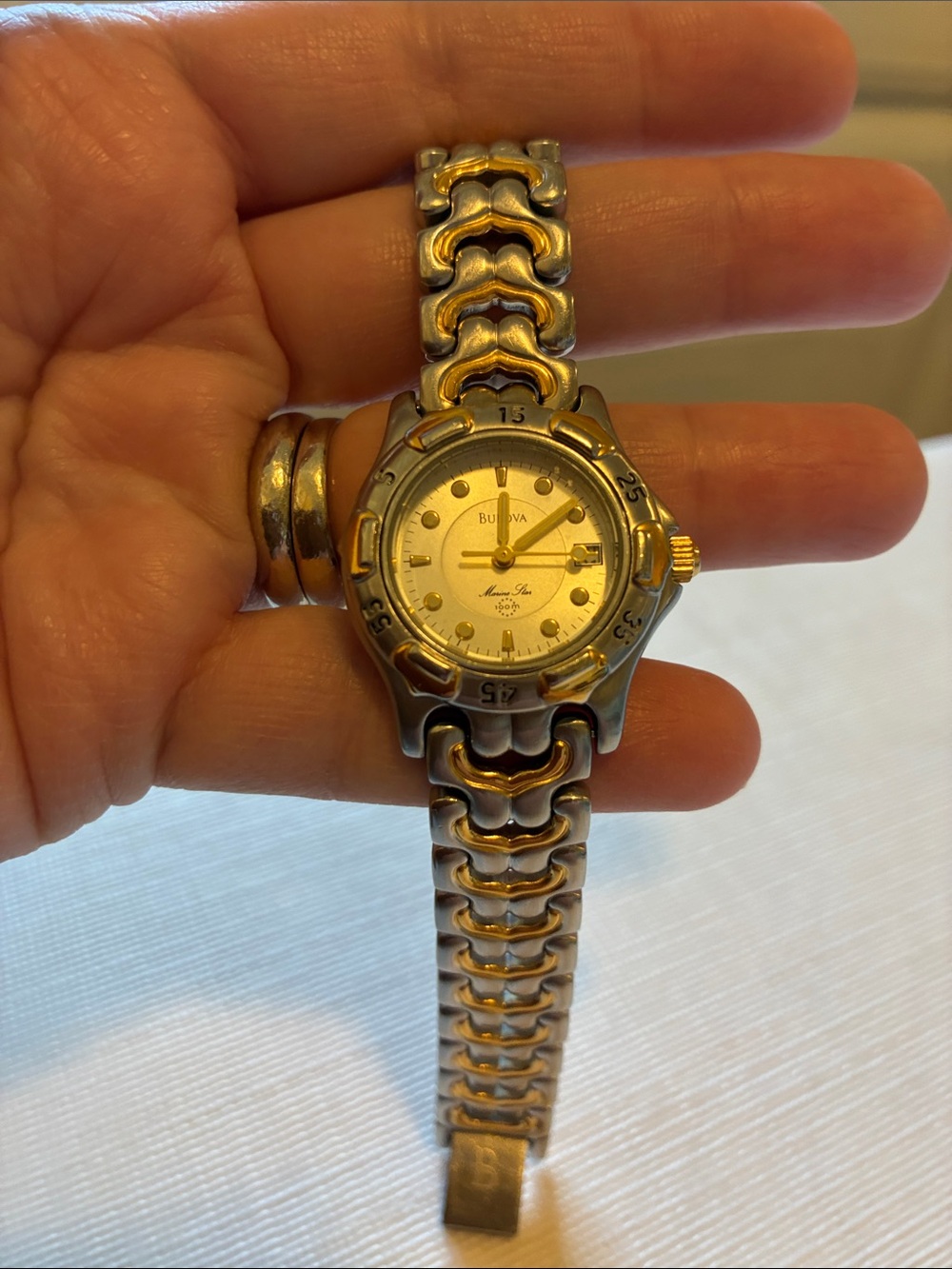 Bulova Two-Tone Ladies Bracelet Watch in Gold and Silver